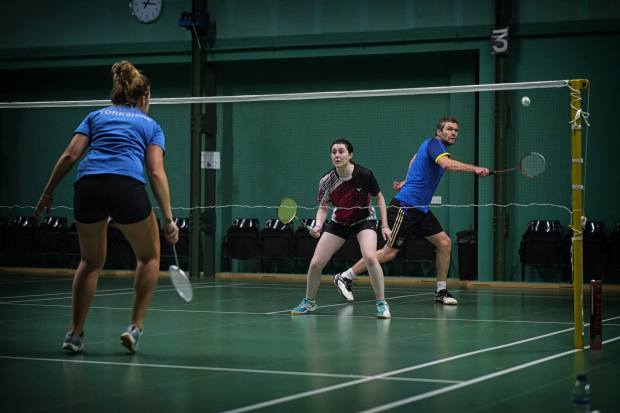 Andy Pollard and Holly Robson in mixed doubles action for Durham