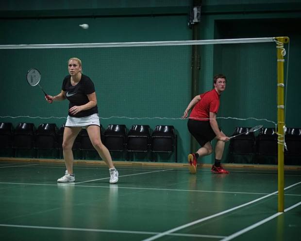 Tracy Ross and Josh Males in mixed doubles action 